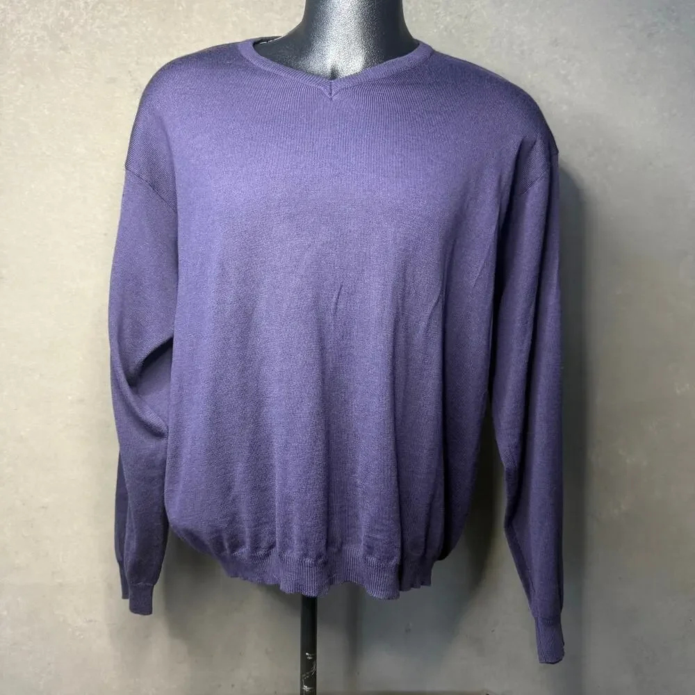 Brandini Purple Merino Wool Sweater XL Made in Italy Minimalist